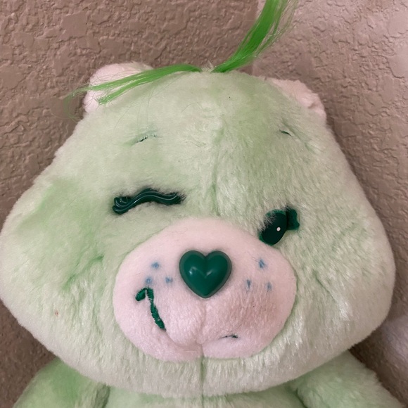 Care Bear Plush Good Luck Bear Vintage 1983 Green Shamrock Kenner American Greet - Picture 2 of 8